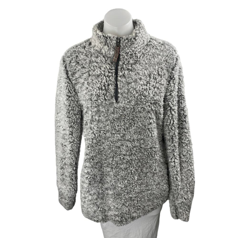 Weatherproof Vintage Women's Gray Quarter Zip Teddy Long Sleeve Sweater Top M